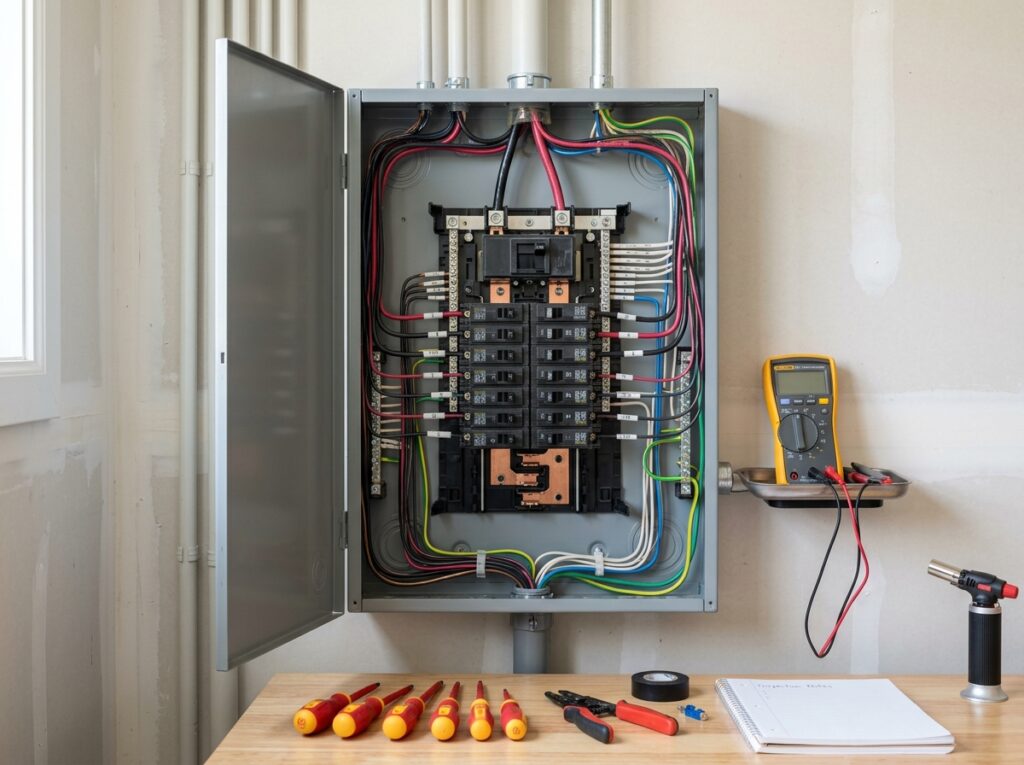Manutenção preventiva em quadro de energia