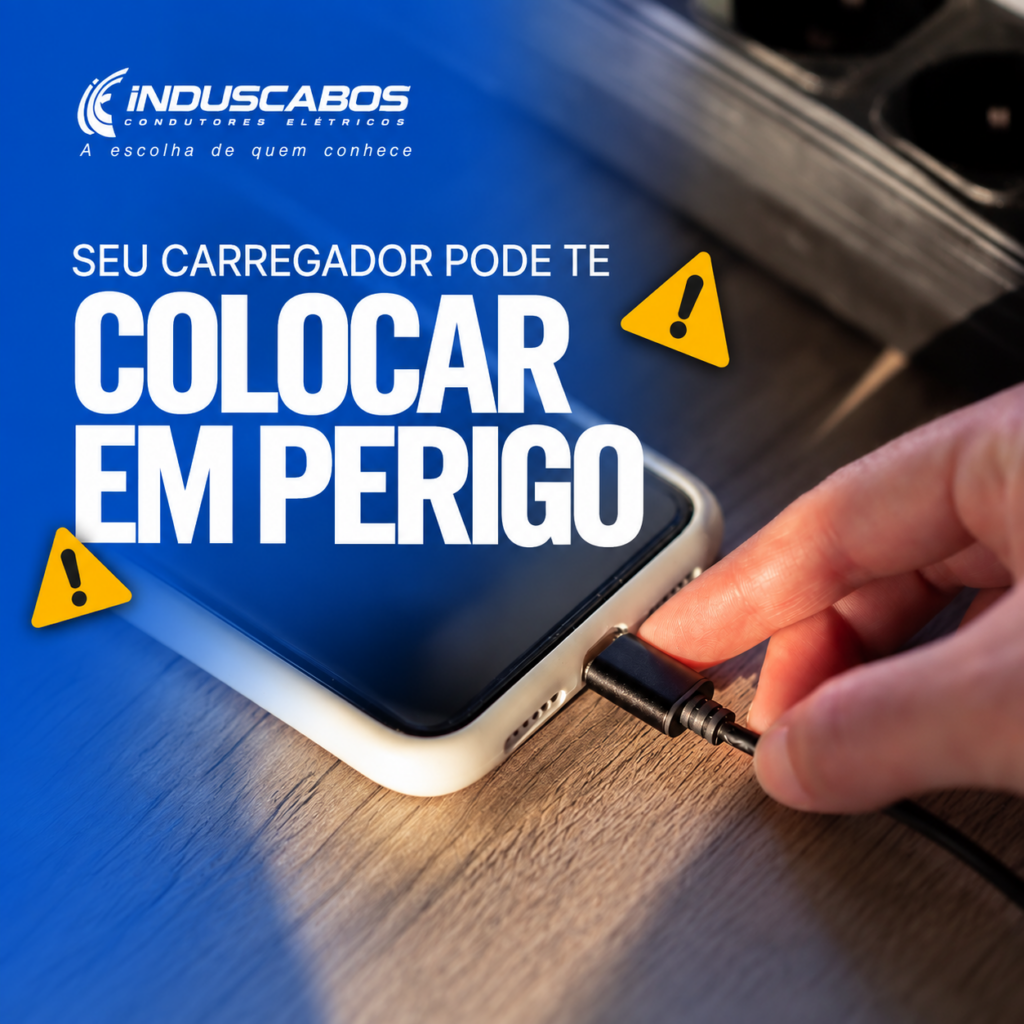 Imagem destacada do post Carregador de celular: como a qualidade dos cabos e carregadores influencia na segurança elétrica