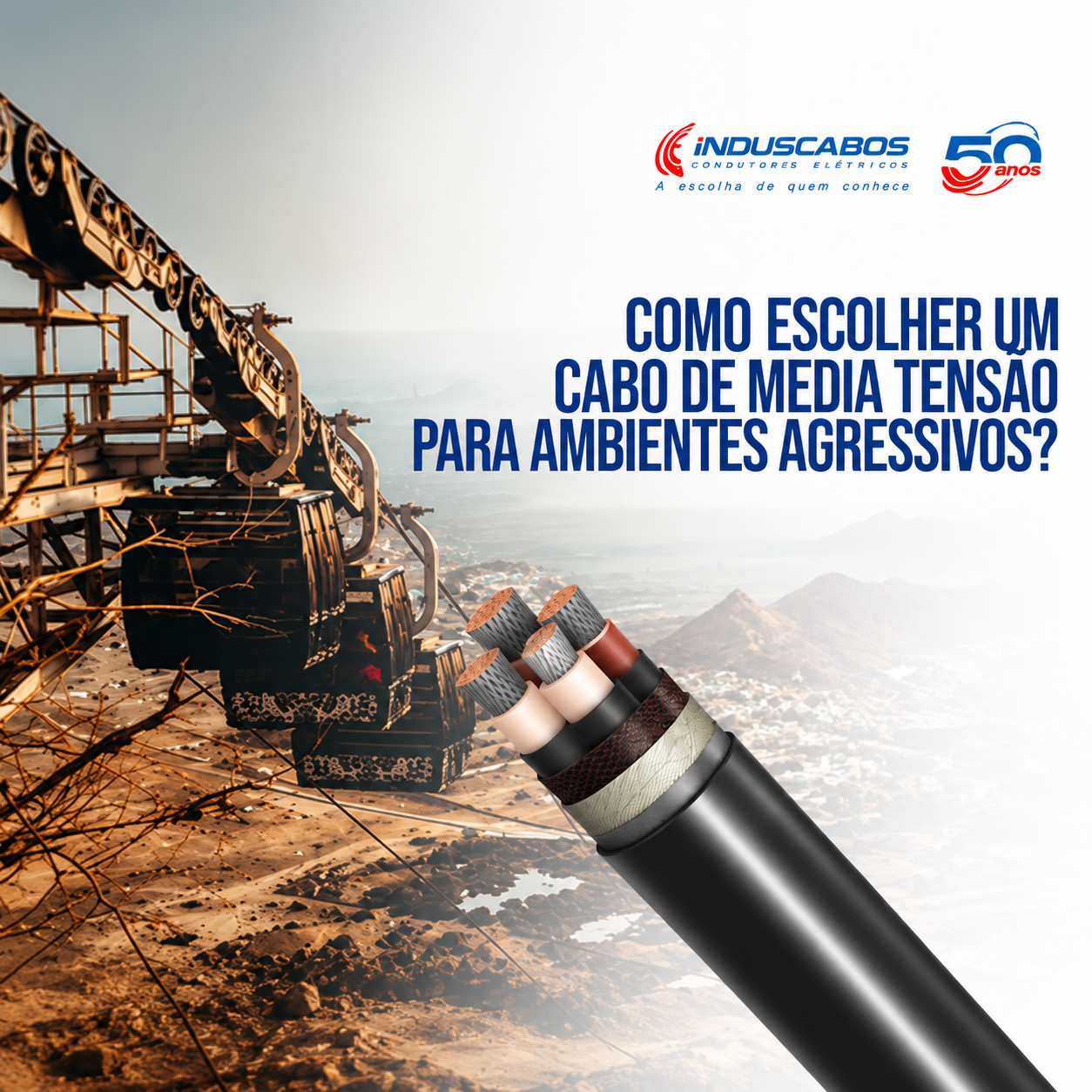 Imagem destacada do post Como escolher cabo de média tensão para ambientes agressivos