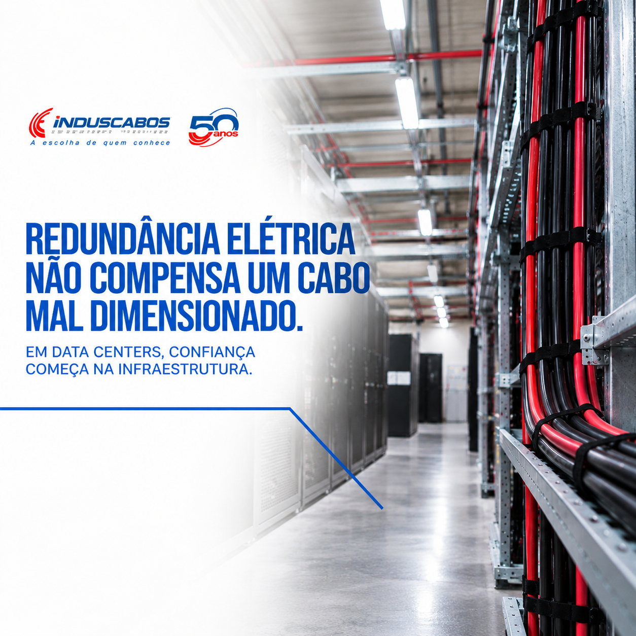 Imagem destacada do post Dimensionamento de cabos em Data Centers: por que a redundância elétrica não compensa um cabo mal dimensionado